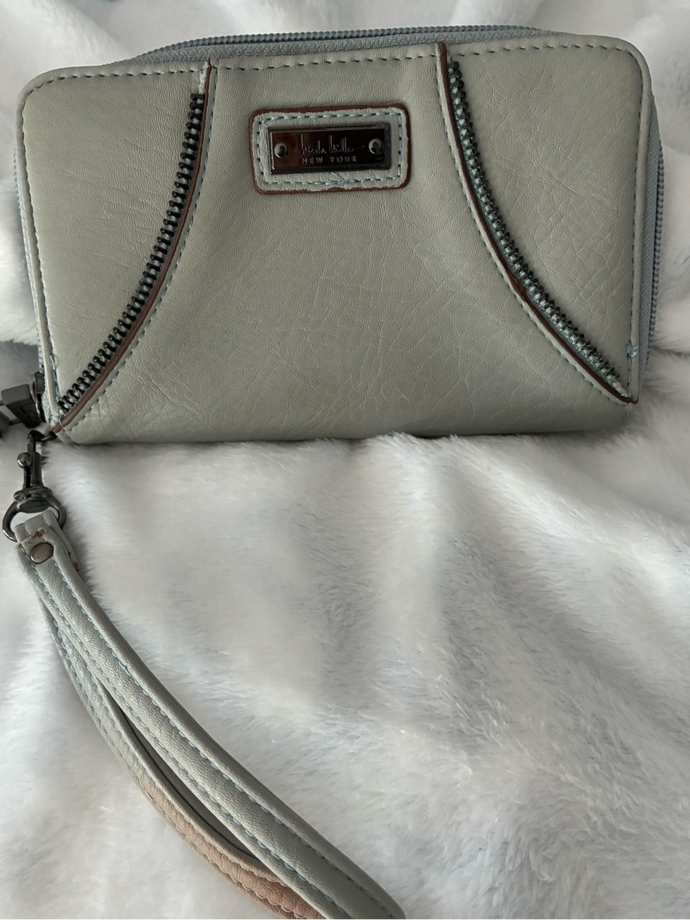 Nicole Miller Light Gray Wristlet Clutch with Wrist Strap